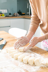 Chef preparing dough. Nature, Italy, food, diet and bio concept.