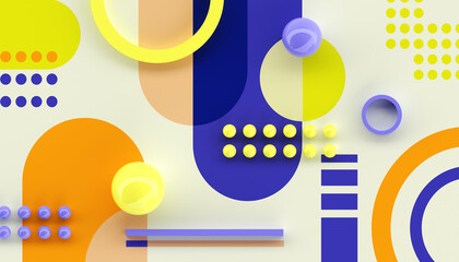 Obraz premium Modern geometric background with 3d elements for web, desktop and mobile. Colorful 3D illustration.
