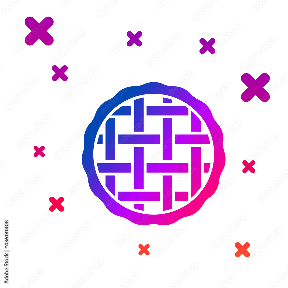 Poster color homemade pie icon isolated on white background. gradient random dynamic shapes. vector