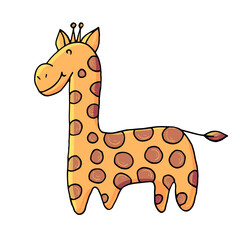 Giraffe. Marine theme icon in hand draw style. Cute childish illustration. Icon, badge, sticker, print for clothes