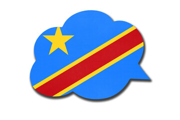 3d speech bubble with Congolese national flag. Symbol of Democratic Republic of the Congo country.