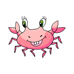 Crab. Marine theme icon in hand draw style. Icon, badge, sticker, print for clothes