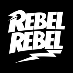 Rebel Thunderstorm Lettering T-shirt, hoodie, sweatshirt, sticker design in David Bowie style. Download it now - obrazy, fototapety, plakaty
