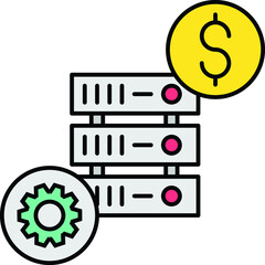 Zero Setup Cost Web Server Concept, Trial Hosting Vector Color Icon Design, Data Center and Web Hosting Symbol,  Cost effective Hardware Stock illustration