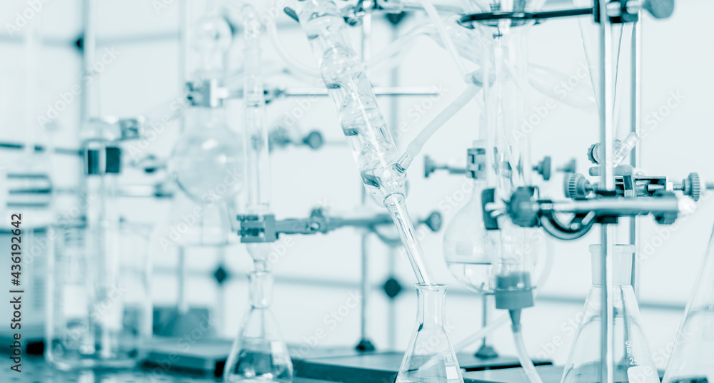 Poster glass chemical equipment in a chemistry lab