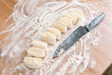 Chef preparing dough. Nature, Italy, food, diet and bio concept.