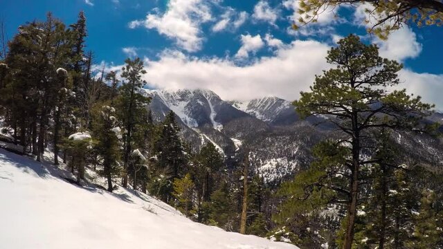 Lockdown Time Lapse Scenic View Of Mountains During Winter Against Cloudy Sky On Sunny Day - Hayden Pass, Colorado
