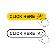 Click here button with hand pointer clicking
