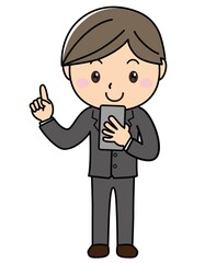 男の子01_02（笑顔でスマホを操作する笑顔の男性）