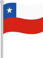 Vector illustration of the flag of Chile on a pole