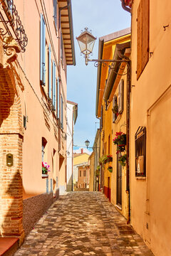Old italian street in Santarcangelo di Romagna