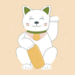 Cute Japanese Lucky Cat Vector Illustration