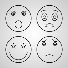 Outline Emojis Icons isolated on White Background