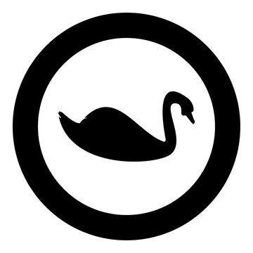 recommend clip art: Swan bird Waterbird silhouette in circle round black color vector illustration solid outline style image