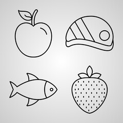 Food Symbol Collection On White background Food Outline Icons