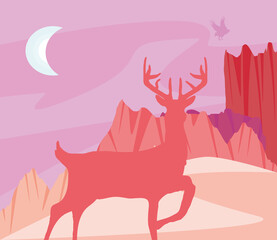 silhouette deer night scene