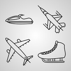 Simple Icon Set of Transportation Related Line Icons