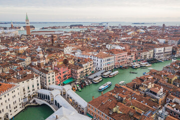 Fototapeta na wymiar Cityscape of Venice at evening time. Aerial view