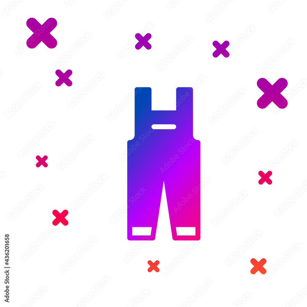 Poster color work overalls icon isolated on white background. gradient random dynamic shapes. vector