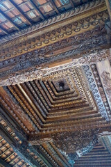 wood carving of ancient roofs of houses