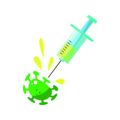 A stop virus, social poster and icon about vaccination and trust in medicine.