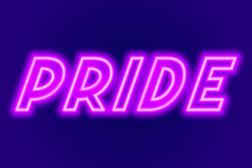 word pride neon sign for pride month. Vector illustration