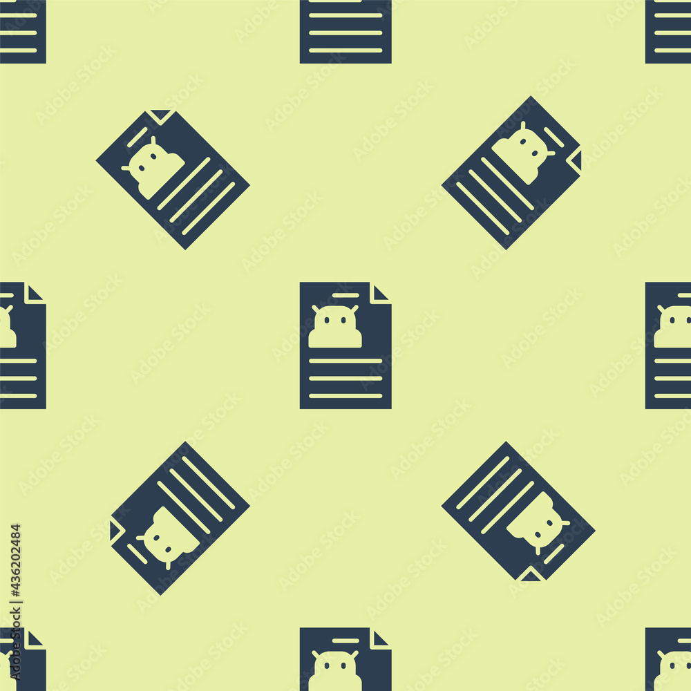 Aufkleber blue technical specification icon isolated seamless pattern on yellow background. technical support 