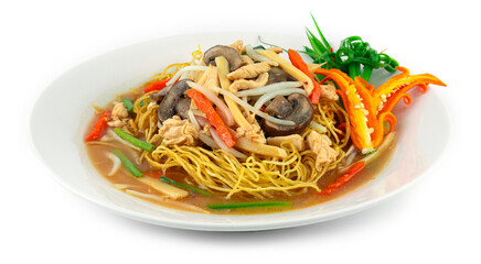 Crispy Noodles in Thick Gravy with Chicken (Xiang Jian Ji Si Mian)