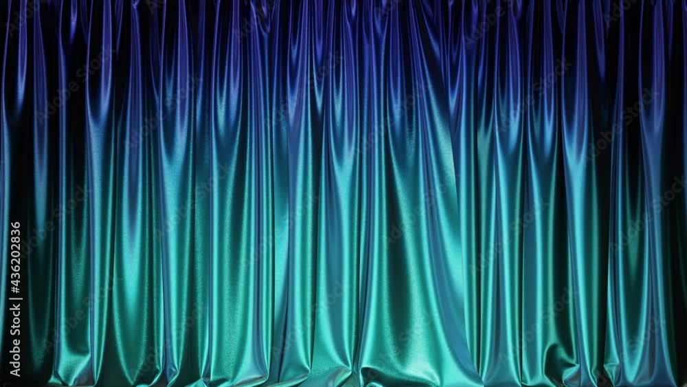 Aufkleber realistic 3d animation of the turquoise blue gradient textured glossy curtain rendered in uhd with a