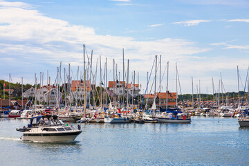 Marina with many boats in Fiskebackskil in Sweden