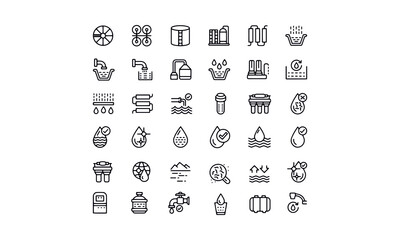 Water treatment icons set  vector design 