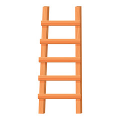 Wooden ladder in cartoon style isolated on white background. Portable stairs concept, household element, object. Vintage stairway.
