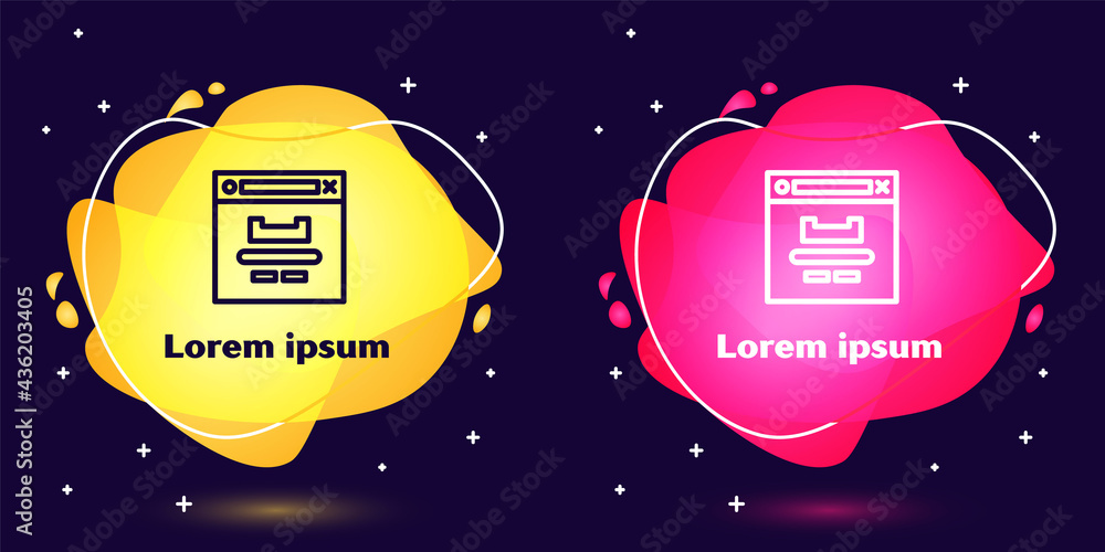 Poster set line browser window icon isolated on blue background. abstract banner with liquid shapes. vector