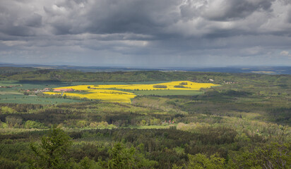 landscape with sky and clouds from the lookout tower - Hudlice, Czech republic