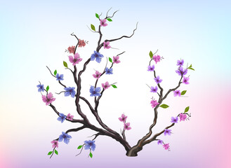 Obraz na płótnie Canvas Cherry blossom drawing, sakura flower vector