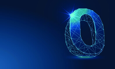 Number, 0; zero, Futuristic vector font typeface unique design. For technology, digital, engineering, gaming, sci-fi and science, business Illustrations and covers. Abstract low poly 3d. 