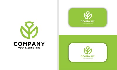 Leaf and circle combination logo. Abstract elegant circle leaf line logo icon vector design. Simple and modern vector design for your business brand or product. business card 