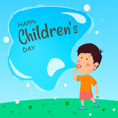 happy International Childrens Day Vector Illustration. World Childerns Day with kids  character.