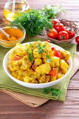 Homemade Indian curry - potato cauliflower, aloo gobi masala
