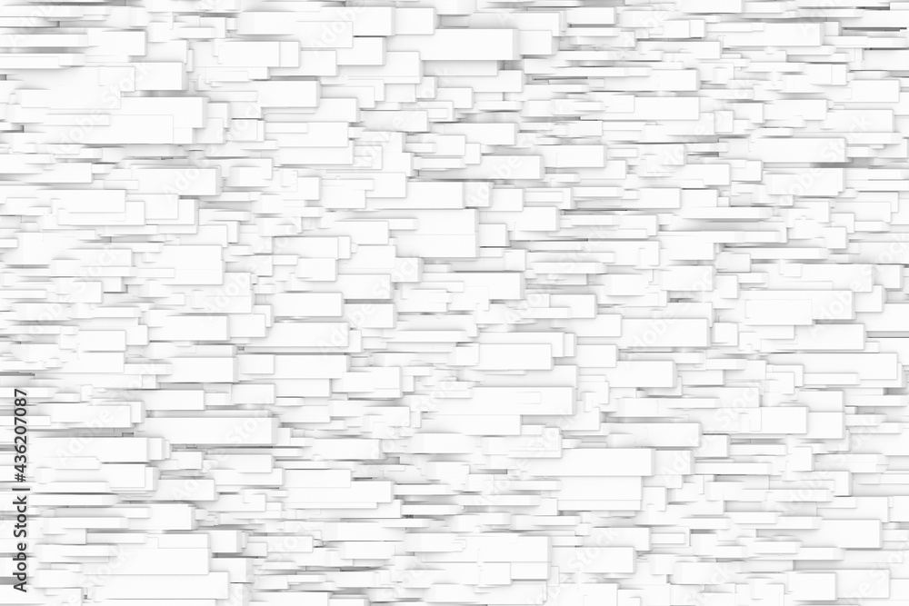 Poster 3d random strips picec abstract geometry black and white background.