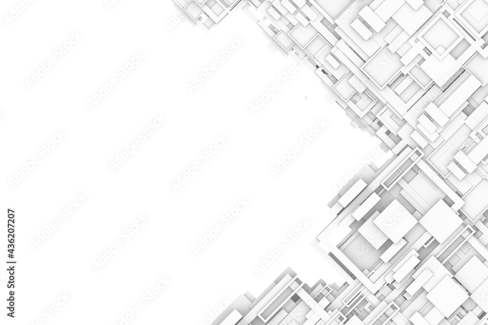 Poster futuristic modern tech block structure frame black and white background.