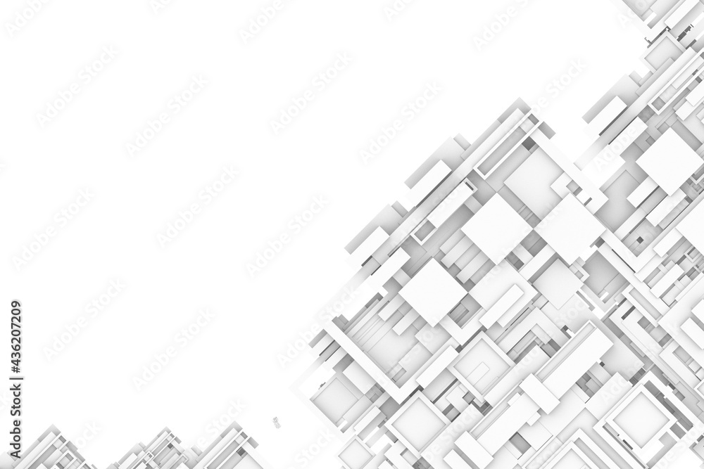 Poster white mono tone futuristic modern tech block and frame with copy space.