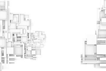 abstract modern tech block white architectural background.