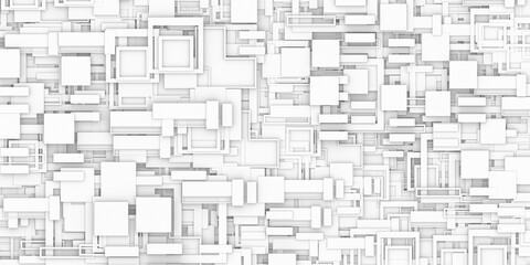 Modern tech block wall white background.3d render.