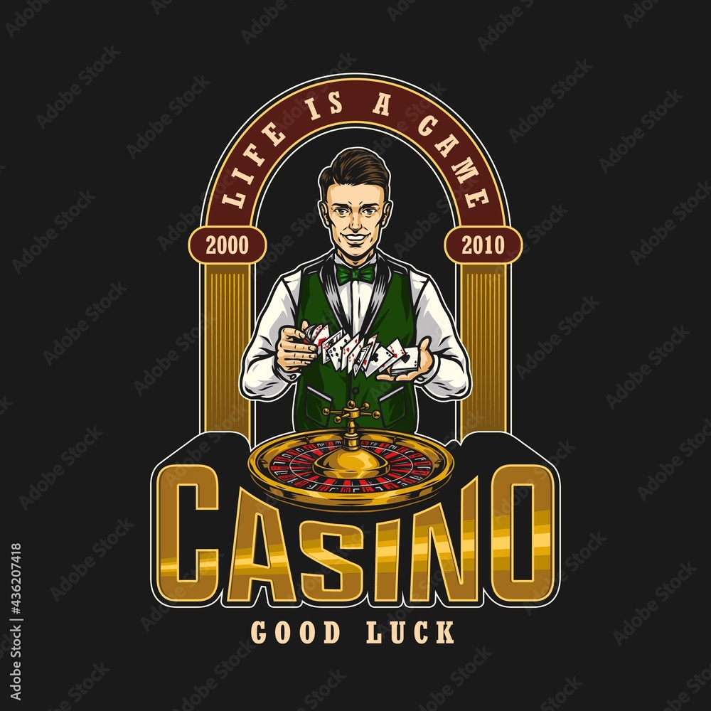 Wall mural Casino vintage colorful emblem