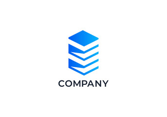 Modern Real Estate company gradient blue. Building, Construction Working Industry logo concept Icon. Residential contractor, General Contractor.