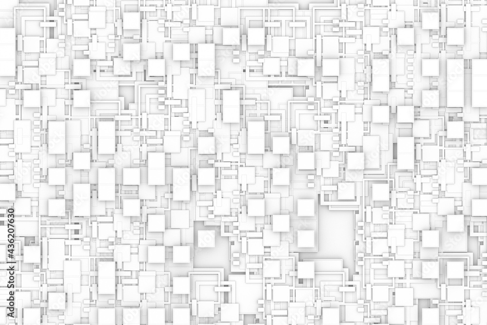 Poster 3d white block connecting network or patterns.3d illustration and rendering.
