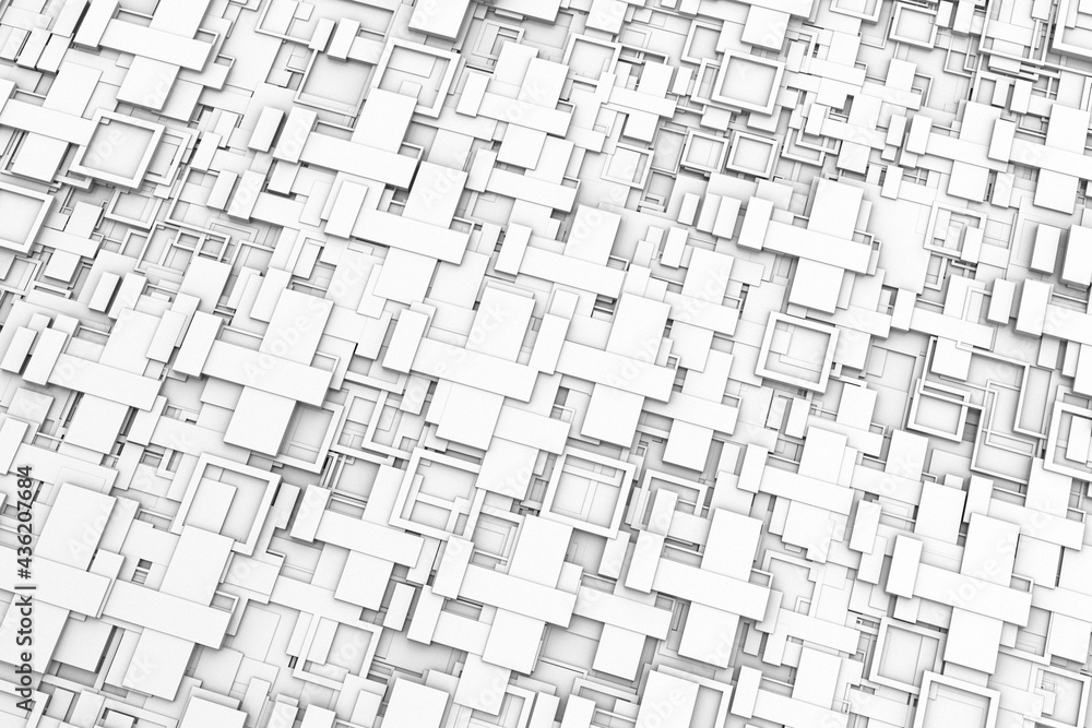 Poster abstract futuristic geometric block pattern background.3d illustration and rendering.