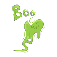Cartoon ghost, glowing ghost. Vector illustration.