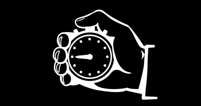 Hand holds a stopwatch. 4k animation on black background with alpha channel
Workflow, time,
completion of the project on time.
Time timer sign. Chronometer sign. 4K video animation.
Use video
Animatio
